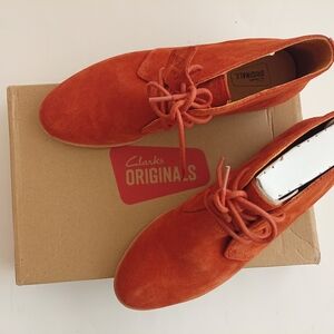 Clarks Original Phenia Desert Rust Vintage Suede Lace Up Ankle Boots Women 7.5M